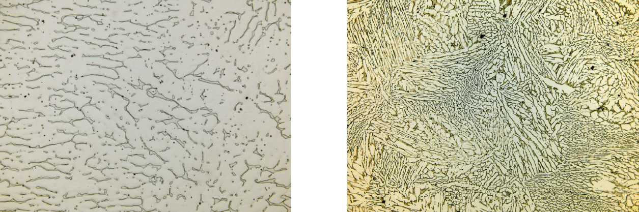 Steel microstructure before and after heat treatment